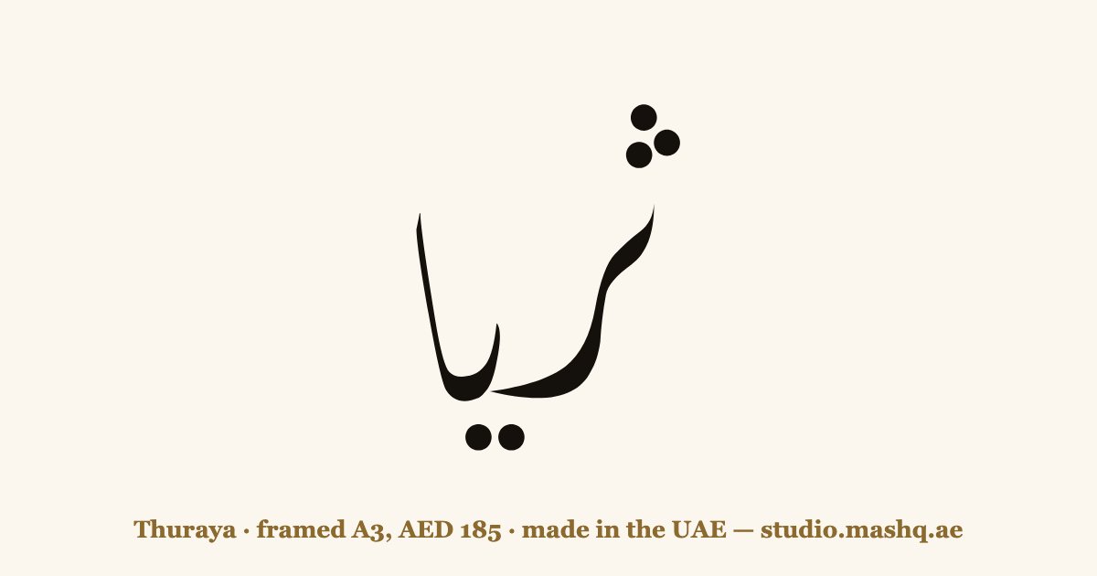 اسم ثريا مزخرف بالخط العربي، زخرفة اسم ثريا — Thuraya in Arabic calligraphy